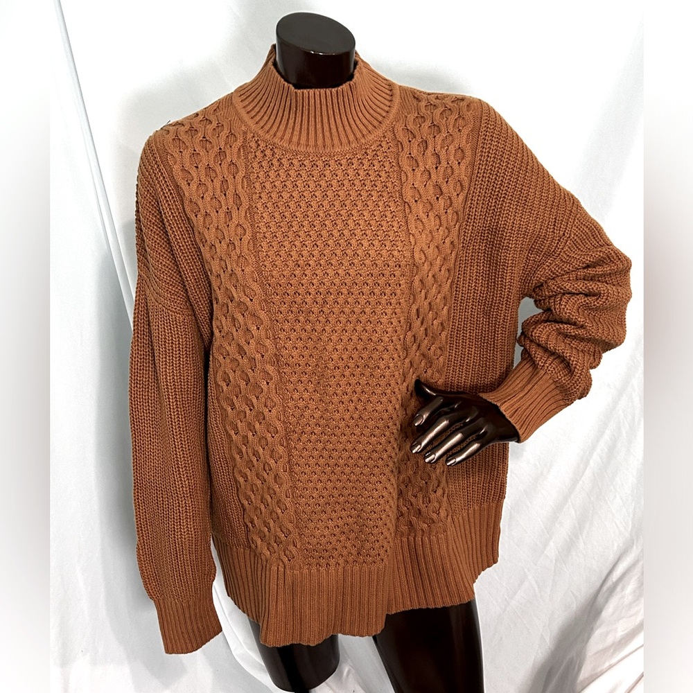 Gap Mock Neck Cable Knit Cotton Sweater